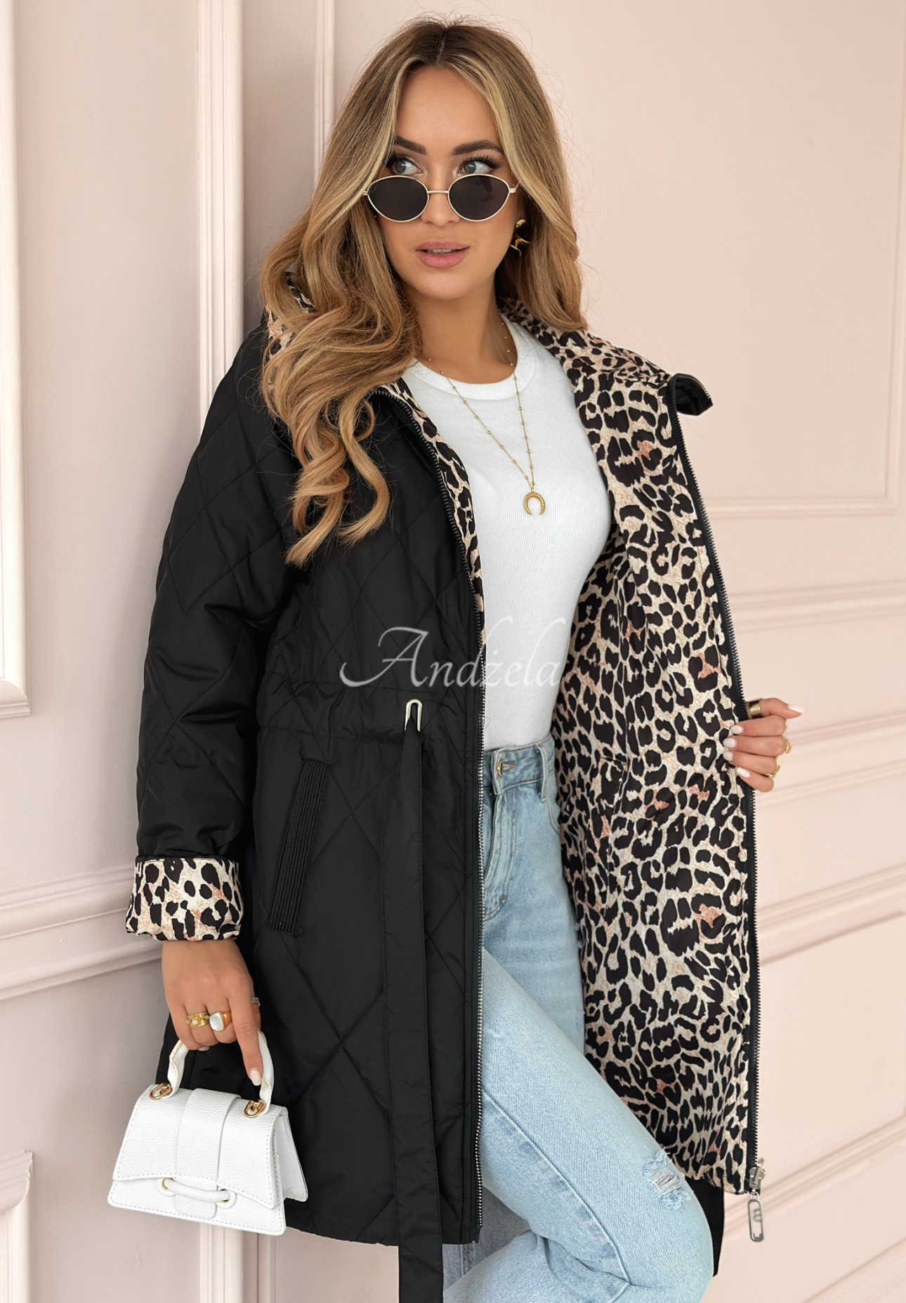 Wendbare Jacke mit Leopardenmuster You Have Time Schwarz