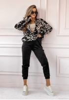 Wzorzysty komplet bomberka i spodnie Think Positive czarny