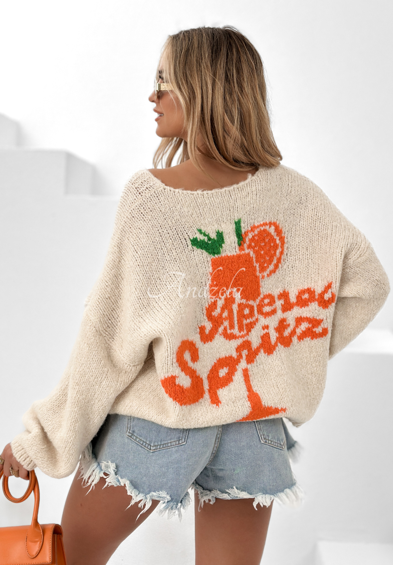 Kardigan oversize Aperol Spritz jasnobeżowy