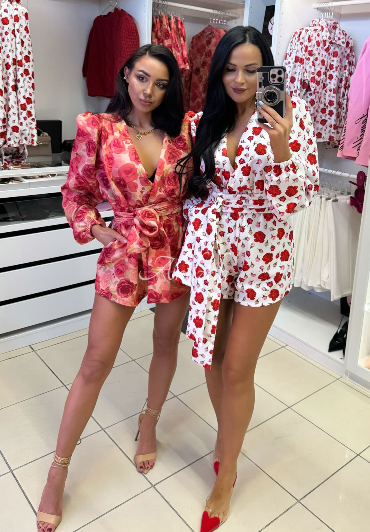 La Milla Botanical Harmony floral short jumpsuit white and red