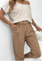 T-shirt w paski The Lines biało-beżowy