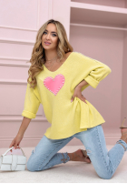 Leicht Pullover z serduszkiem Hour Of Love Bananengelb