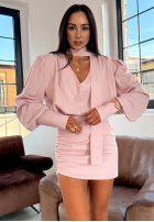 Spódniczka mini w paski La Milla Finally Clear pudrowy róż