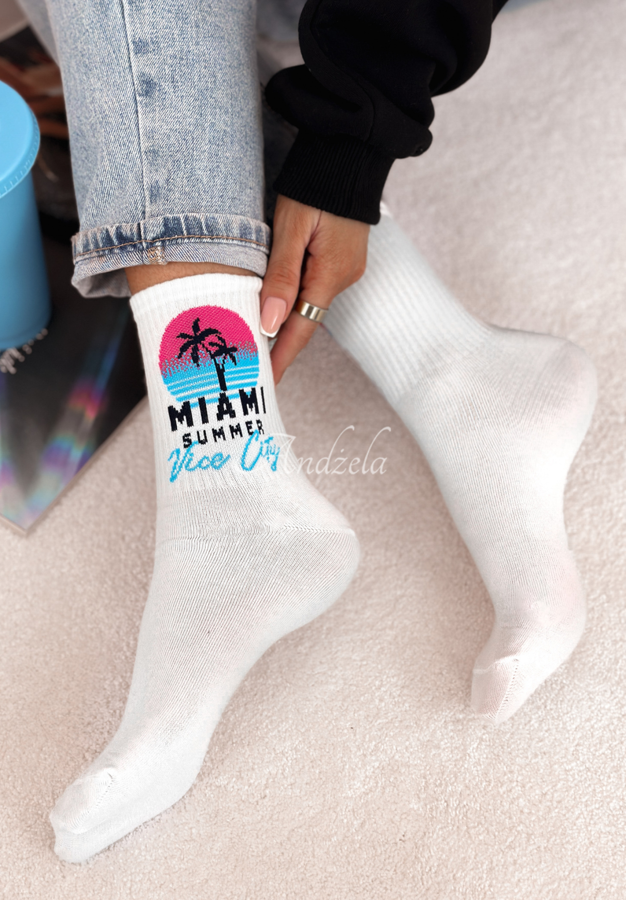 Lange Socken Miami Summer Weiß