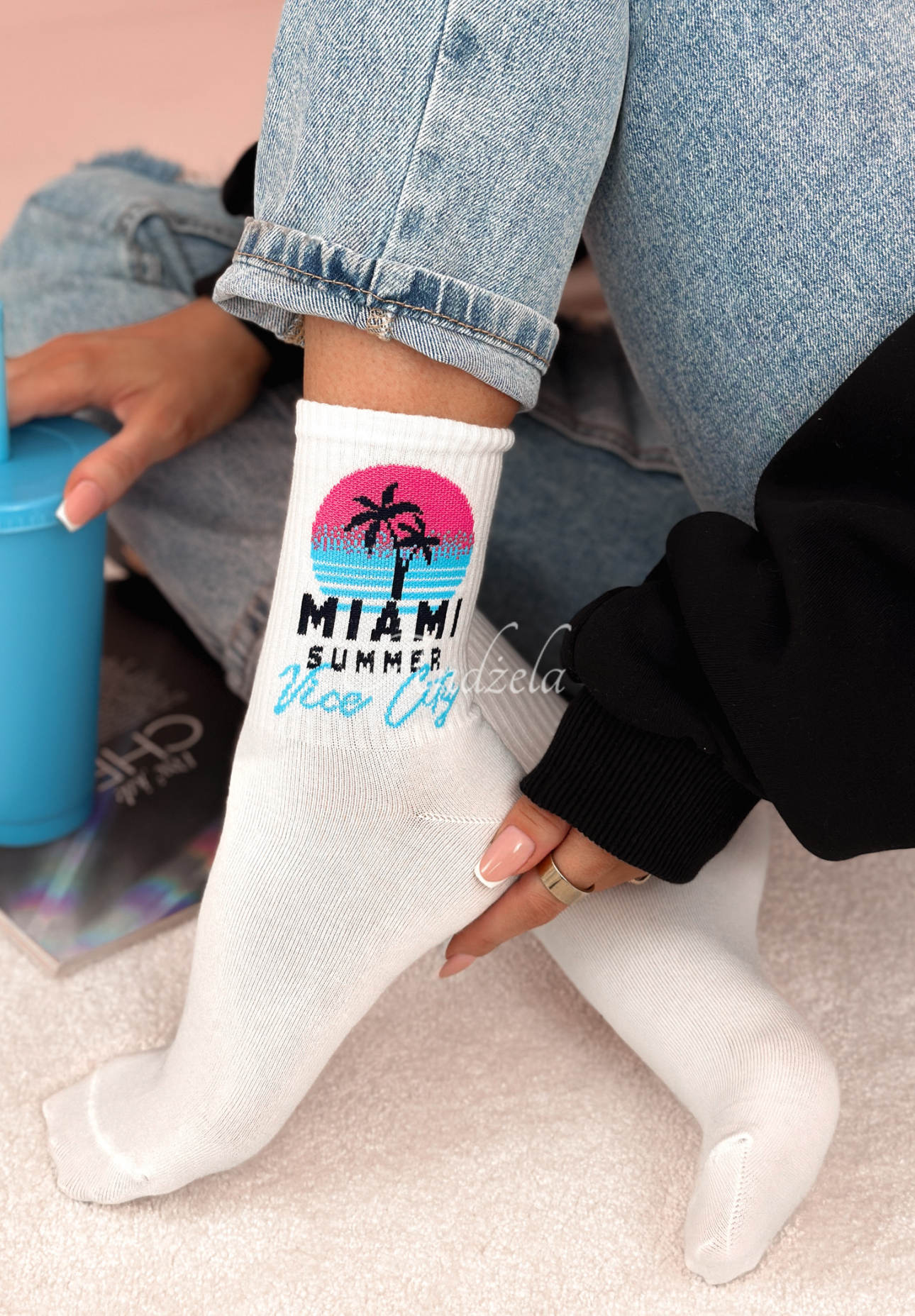 Lange Socken Miami Summer Weiß