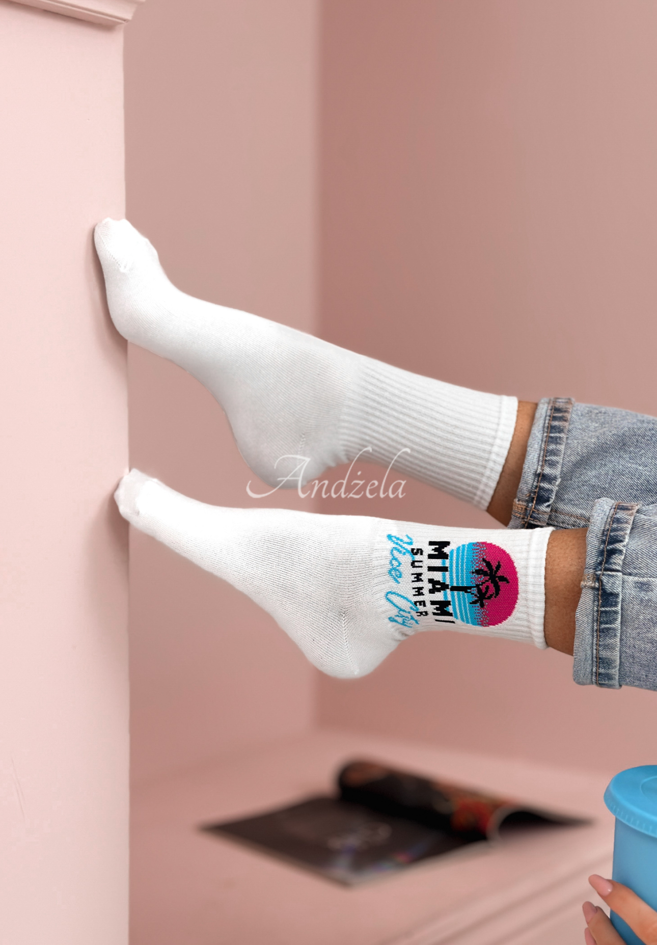 Lange Socken Miami Summer Weiß