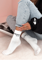 Długie skarpetki z napisami Prosecco Mood białe