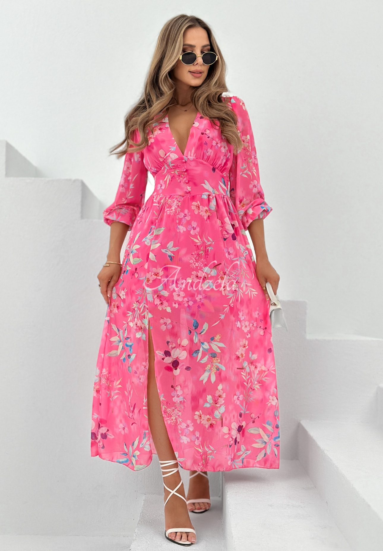 Maxikleid mit Blumenmuster Time To Bloom Rosa