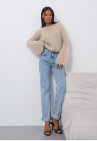 Moherowy sweter z szerokimi rękawami Cocomore Cloudly beżowy