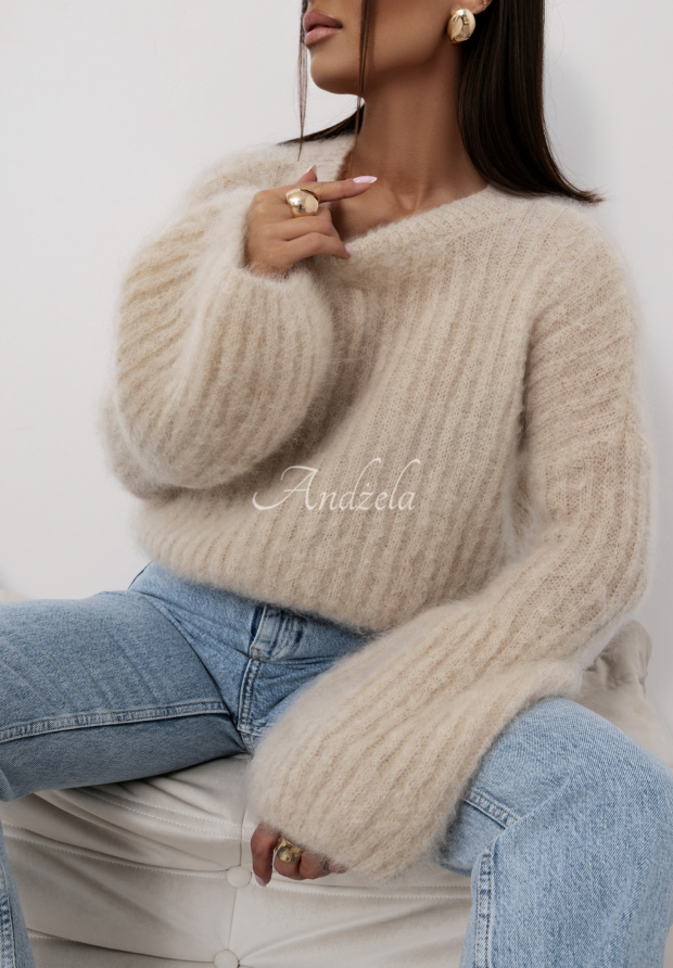 Mohairpullover mit weiten &Auml;rmeln Cocomore Cloudly Beige