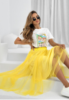 Tiulowa spódnica Marvolla bananowa