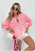 Muślinowa koszula Bubbly Waves różowa