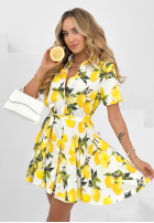 Koszulowa Kleid w cytrynki Lemon Crazy biało-Gelb