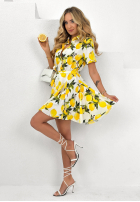 Koszulowa Kleid w cytrynki Lemon Crazy biało-Gelb