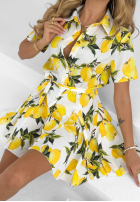 Koszulowa Kleid w cytrynki Lemon Crazy biało-Gelb