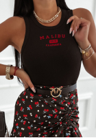 Prążkowany top z haftem Malibu 1976 czarno-czerwony