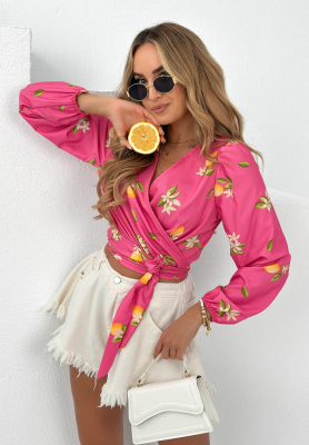 Zitronen-Umschlagbluse Fresh Citrus Rosa