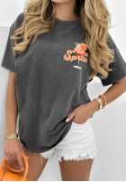 Długi T-shirt z nadrukiem Aperol Spritz szary