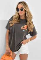 Długi T-shirt z nadrukiem Aperol Spritz szary