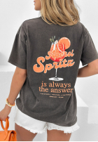 Długi T-shirt z nadrukiem Aperol Spritz szary