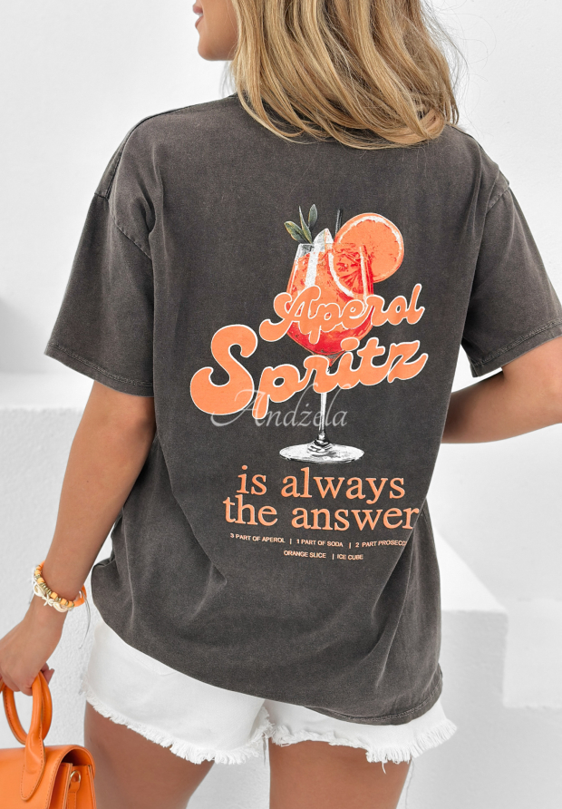 Langes T-Shirt mit Print Aperol Spritz Dunkelgrau