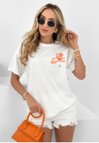 Długi T-shirt z nadrukiem Aperol Spritz biały