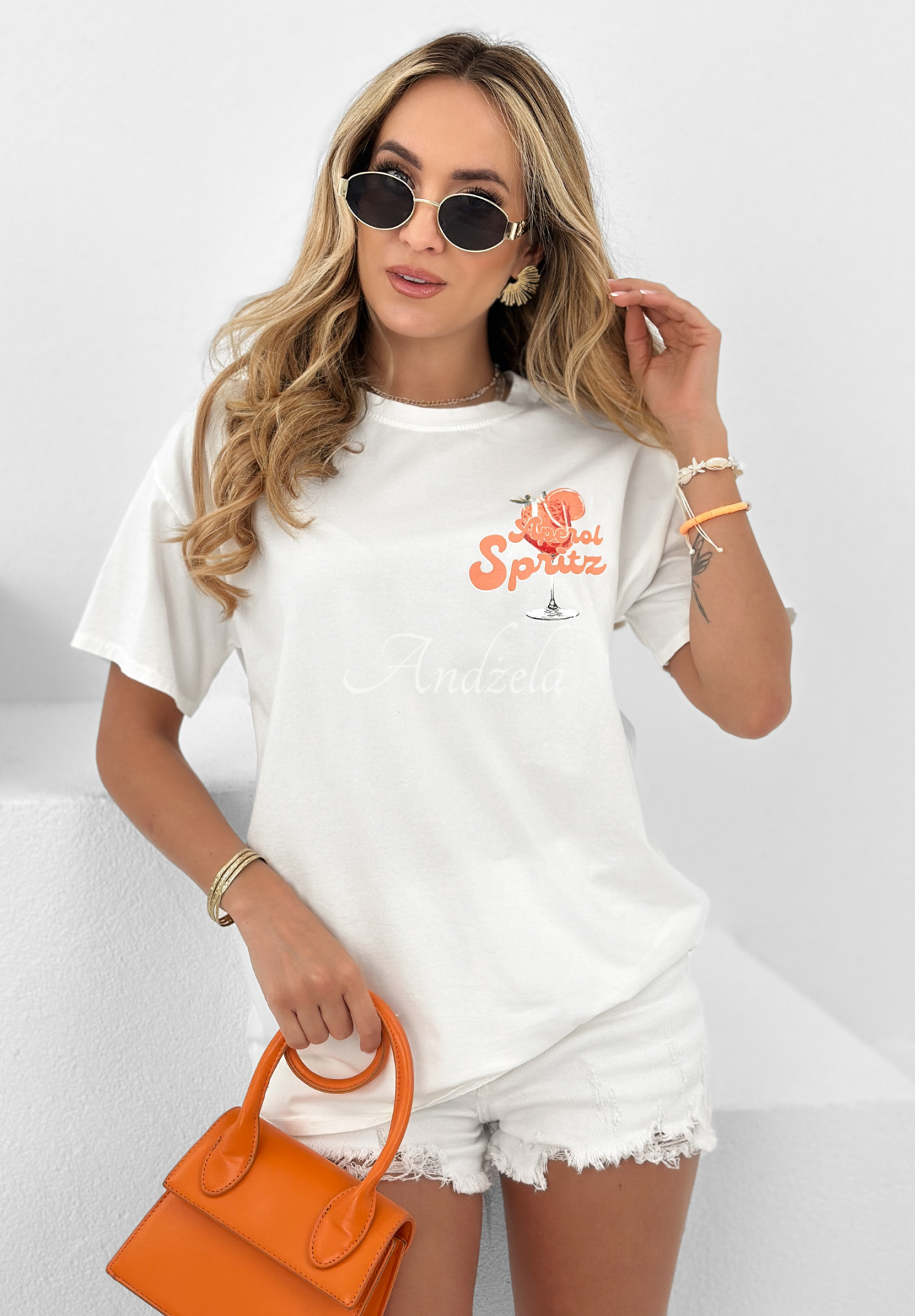 Long T-shirt with print Aperol Spritz white