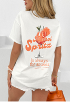 Długi T-shirt z nadrukiem Aperol Spritz biały
