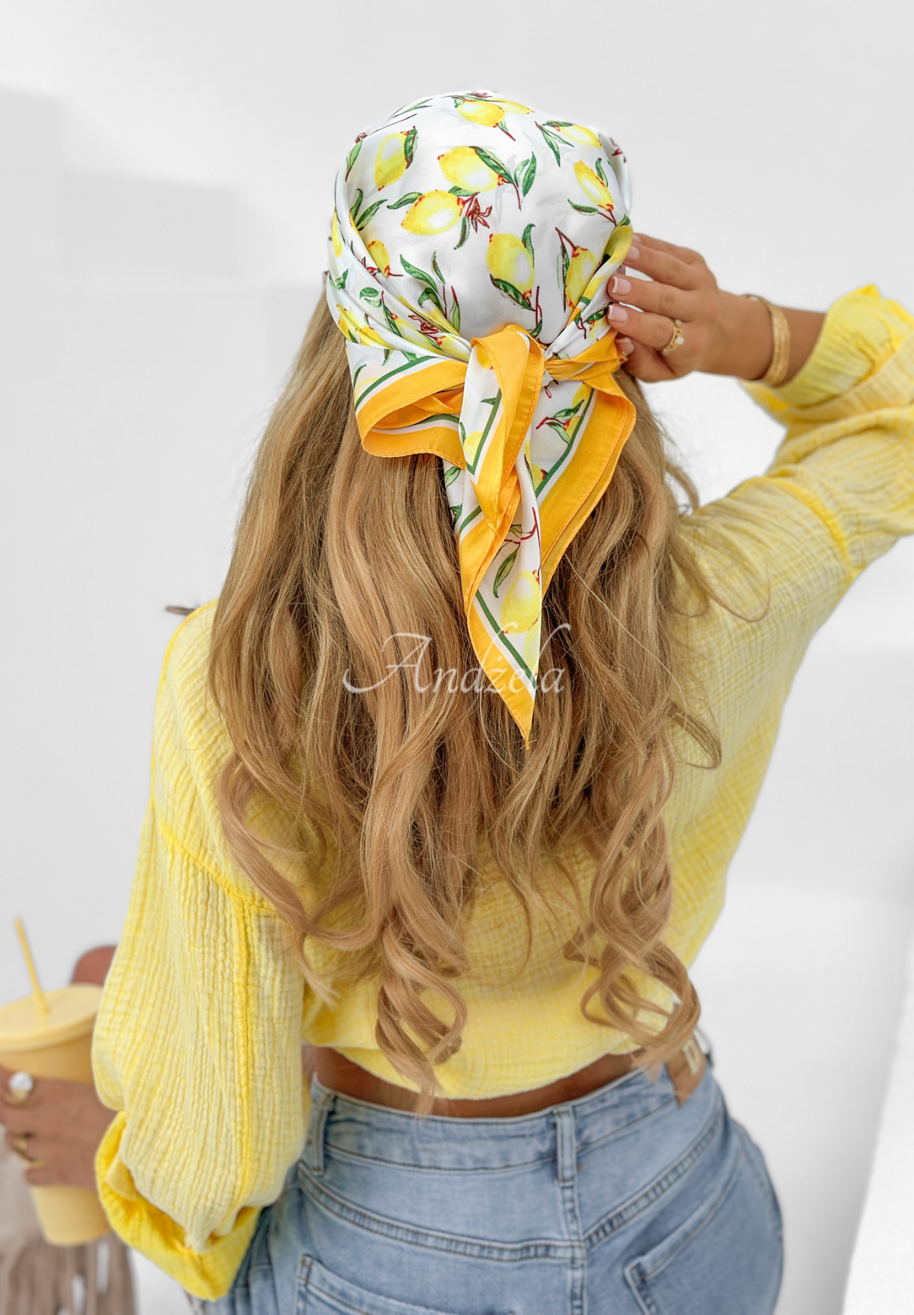 Patterned Lemon Squeeze yellow scarf