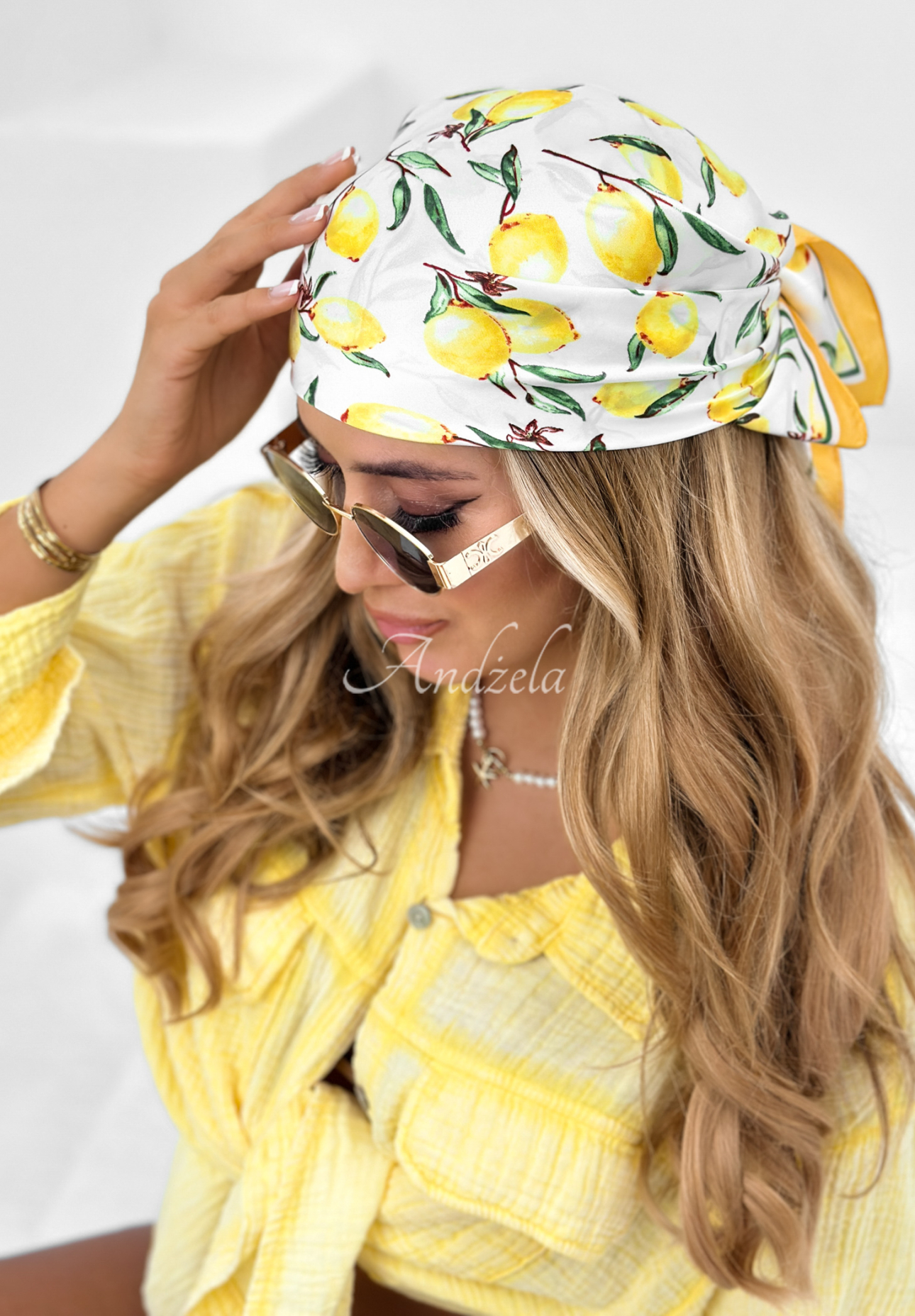 Patterned Lemon Squeeze yellow scarf