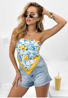 Wzorzysta apaszka w cytrynki Lemon Lemonade żółto-niebieska