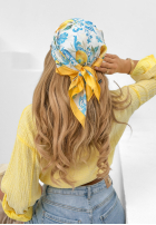 Wzorzysta apaszka w cytrynki Lemon Lemonade żółto-niebieska