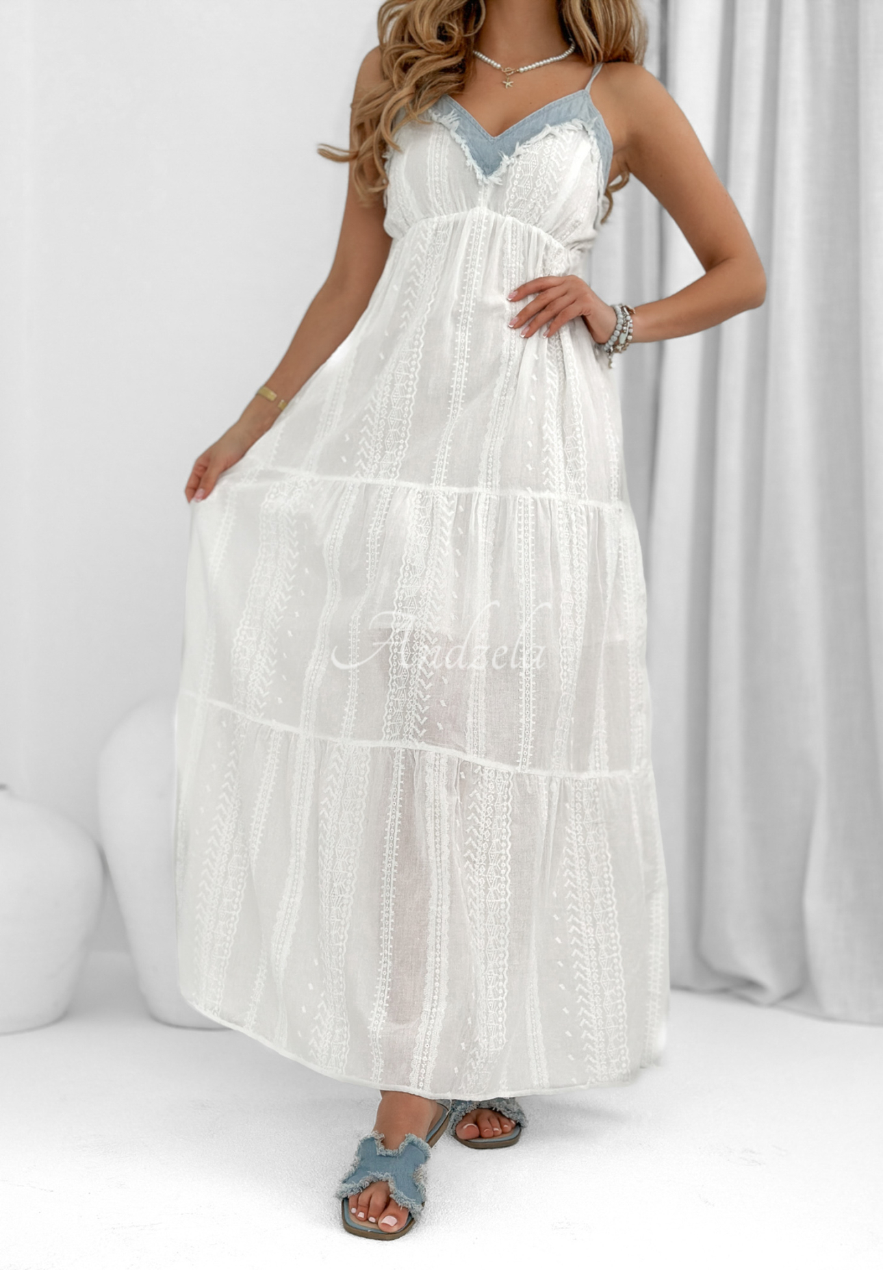 Strapless maxi dress Summer Heat white