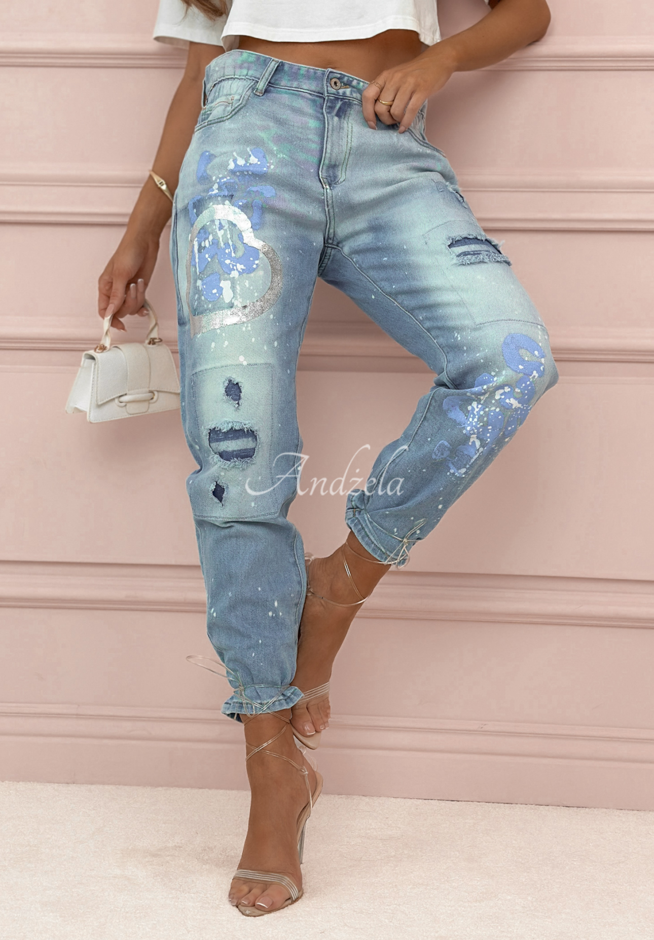 Jeans mit Prints Panther &amp; Heart Blau