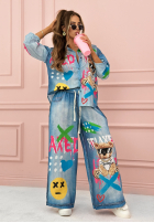 Jeans Hemd z nadrukiem Relaxed Teddy Blau