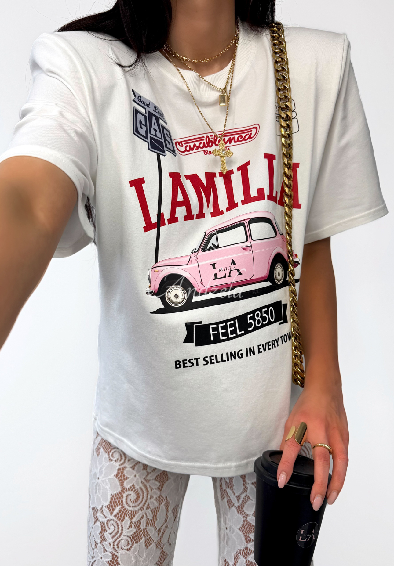 T-Shirt mit Print La Milla Reason To Stay Weiß