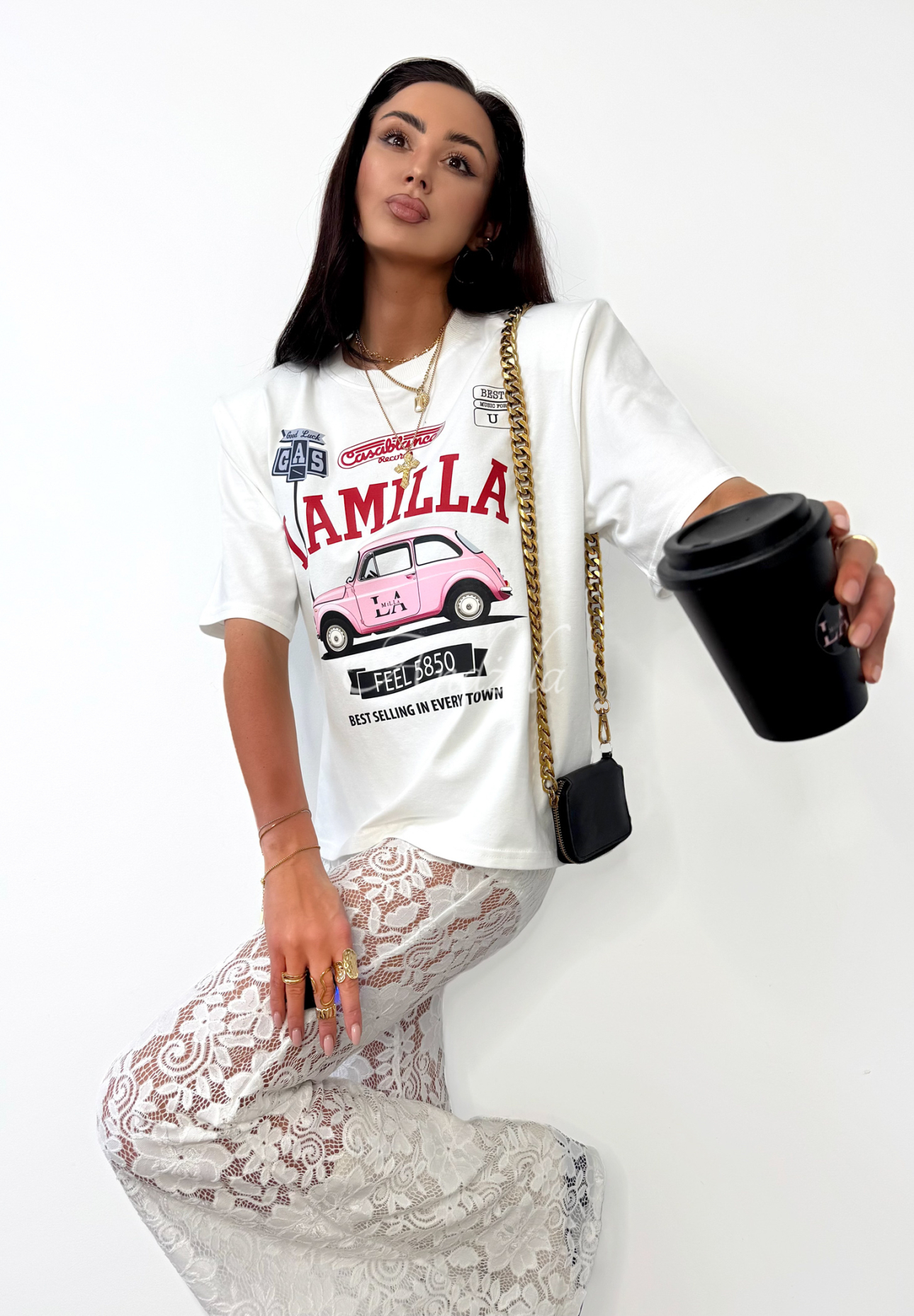T-Shirt mit Print La Milla Reason To Stay Weiß