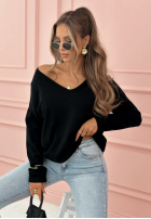 Lekki sweter z dekoltem Sensibility czarny