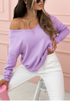 Lekki sweter z dekoltem Sensibility liliowy