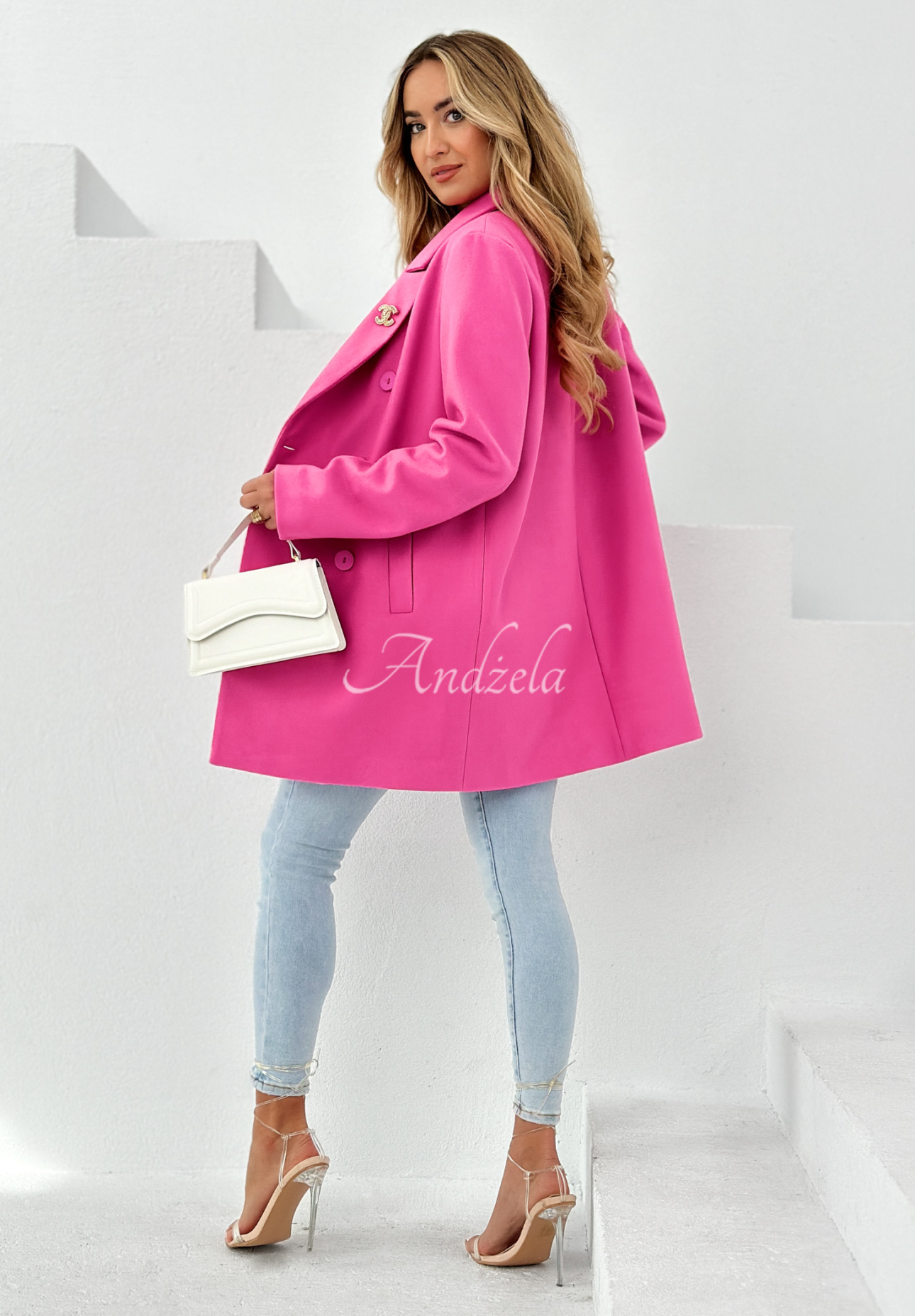 Avalon double-breasted coat pink