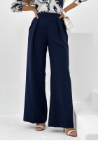 Materiałowe spodnie wide leg Not Difficult granatowe
