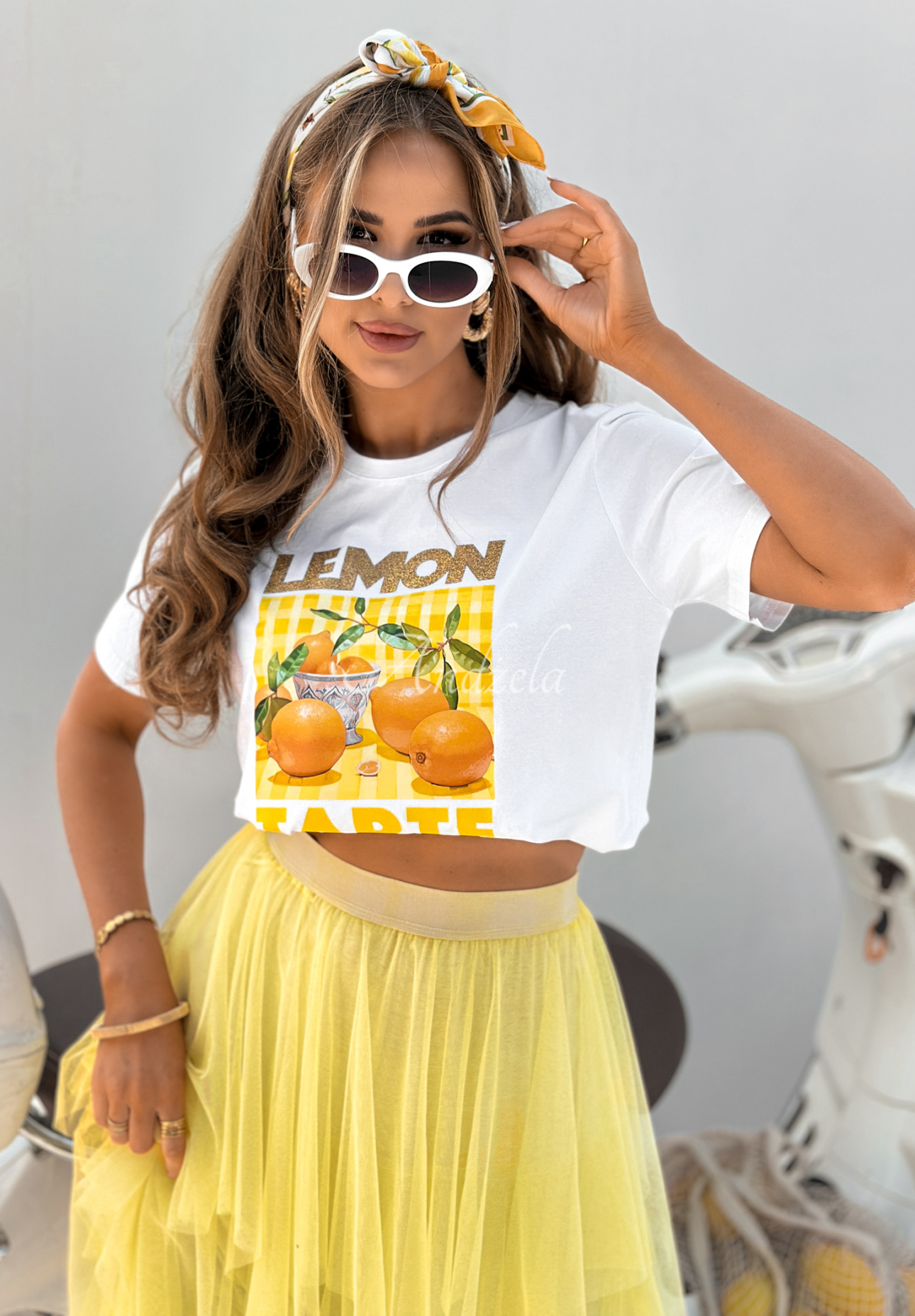 T-Shirt mit Print Lemon Tarte weiß-gelb