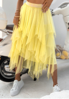 Tiulowa spódnica z falbankami Princess Lia bananowa