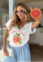 T-shirt oversize z nadrukiem Costa D'amalfi biały