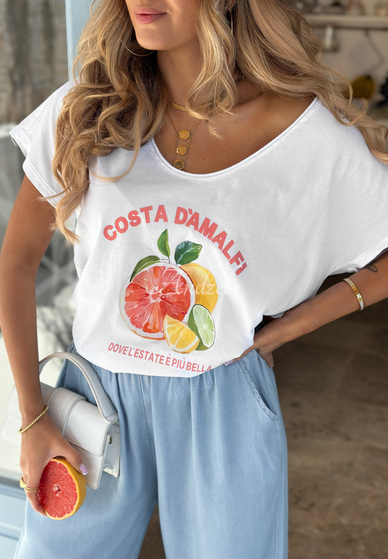 Costa D'amalfi white oversize printed T-shirt