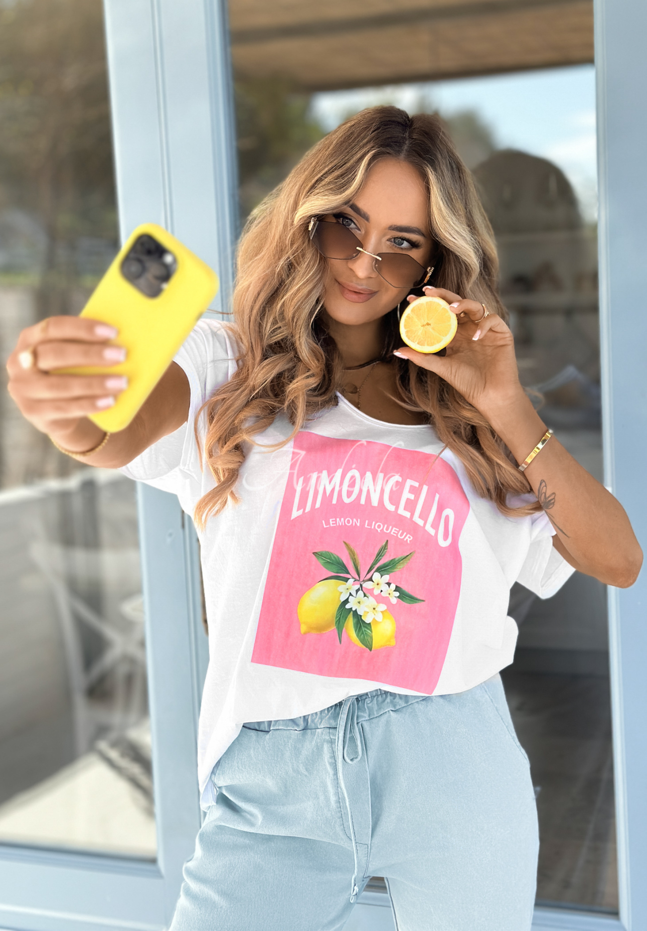 Limoncello Lemon white oversize printed T-shirt