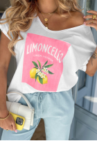 T-shirt oversize z nadrukiem Limoncello Lemon biały