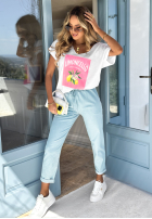 T-shirt oversize z nadrukiem Limoncello Lemon biały