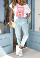 T-shirt oversize z nadrukiem Limoncello Lemon biały