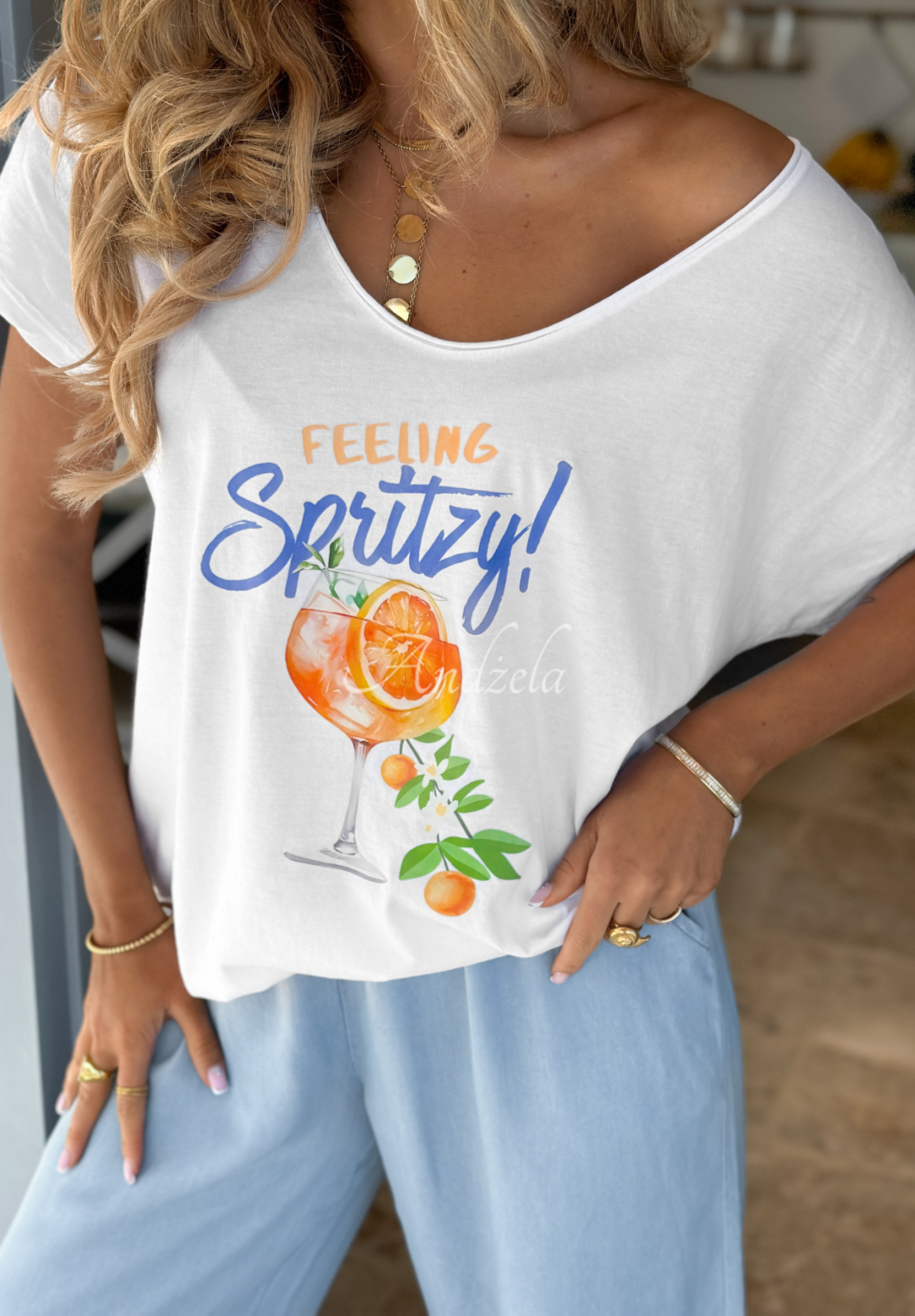 Feeling Spritzy white oversize printed T-shirt